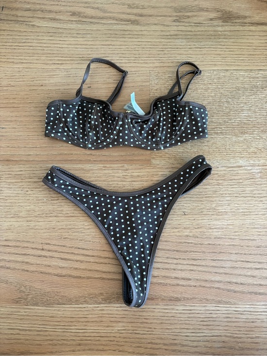 Frankie's Bikinis Other - Frankie's Bikinis Brown with White Polka Dot Bikini